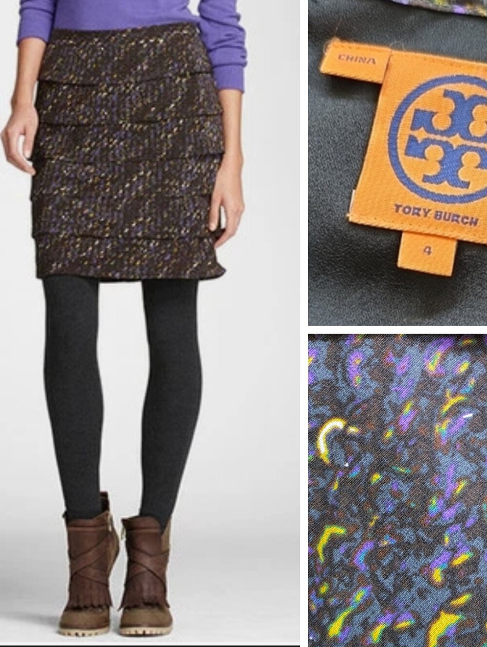 NEW Tory Burch Florence Silk Ruffle Tiered Mini Skirt MSRP $325 Sz 4